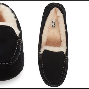 UGG “Ansley” water-resistant suede moccasin slipper.